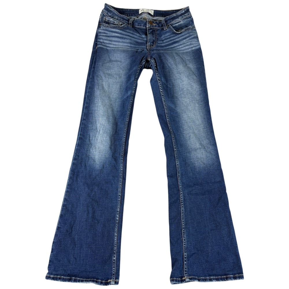 BKE Stella Bootcut Jeans Womens 27 Blue Low Rise Slim Stretch Embroidered
